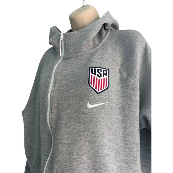 Nike USA Tech Fleece Windrunner Asym Full Zip Hoodie Woman's Sz XL Heather Grey - Picture 3 of 13